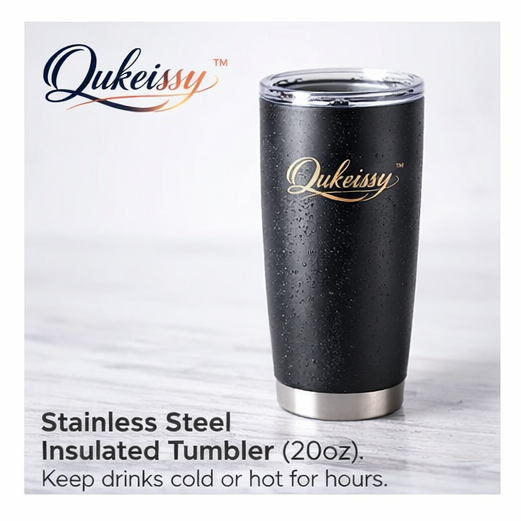 Qukeissy™ Stainless Steel Insulated Tumbler (20oz) Insulated tumbler, Stainless steel cup, Modern water bottle, Luxury travel mug